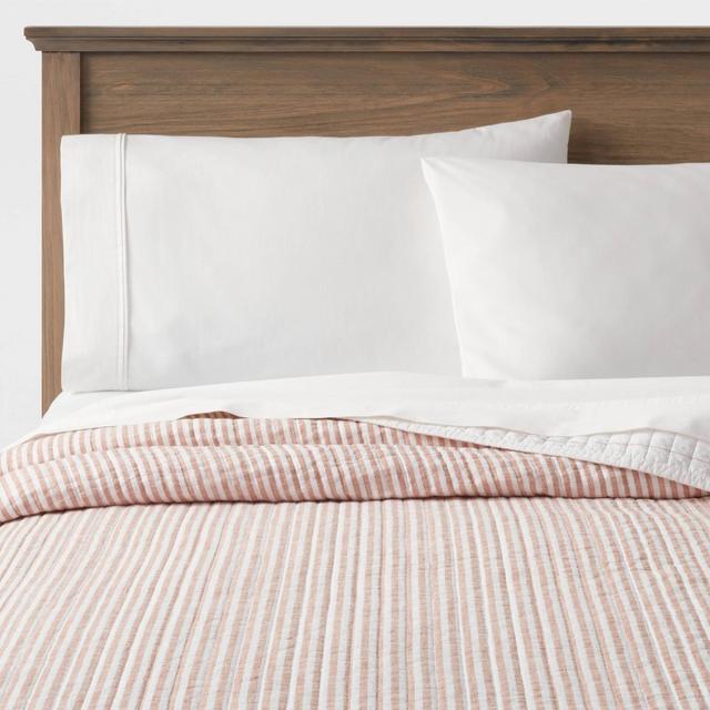 Full/Queen Reversible Cotton Stripe Quilt Terracotta - Threshold™