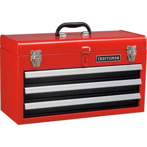 CRAFTSMAN Portable 20.47-in W x 11.81-in H x 8.58-in D 3 -Drawer Red and Black Steel Tool Box