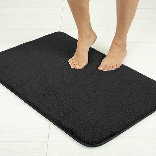 American Soft Linen, Non Slip Bath Rug, Fluffy Foamed 21 in 32 in Bath Rugs for Bathroom, Soft Absorbent Bath Rugs Washable, Durable Plush Shaggy Form Area Bath Mat Rugs, Black