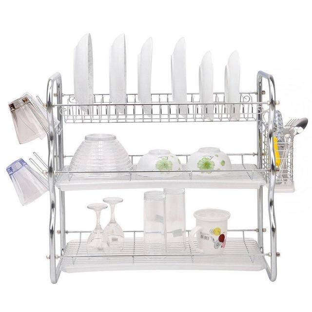 Toplife 3 Tiers Chrome Kitchen Dish Drainer Drying Rack