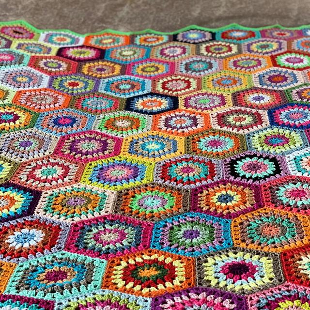 Bright green edged hand made crochet...