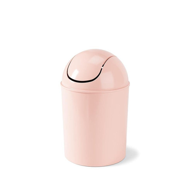 Umbra 1.25-Gallon Mini Waste Can w/Swing-Top Lid - Small Garbage Bin for Compact Spaces Under Tables & Counters, Miniature Trashcan, Removable Lid for Kitchens Bathrooms Bedrooms Dorms, Pink