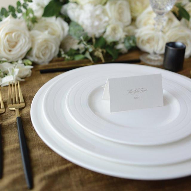 Cambridge Stripe White Charger Plate Monogram Style 1 "H"