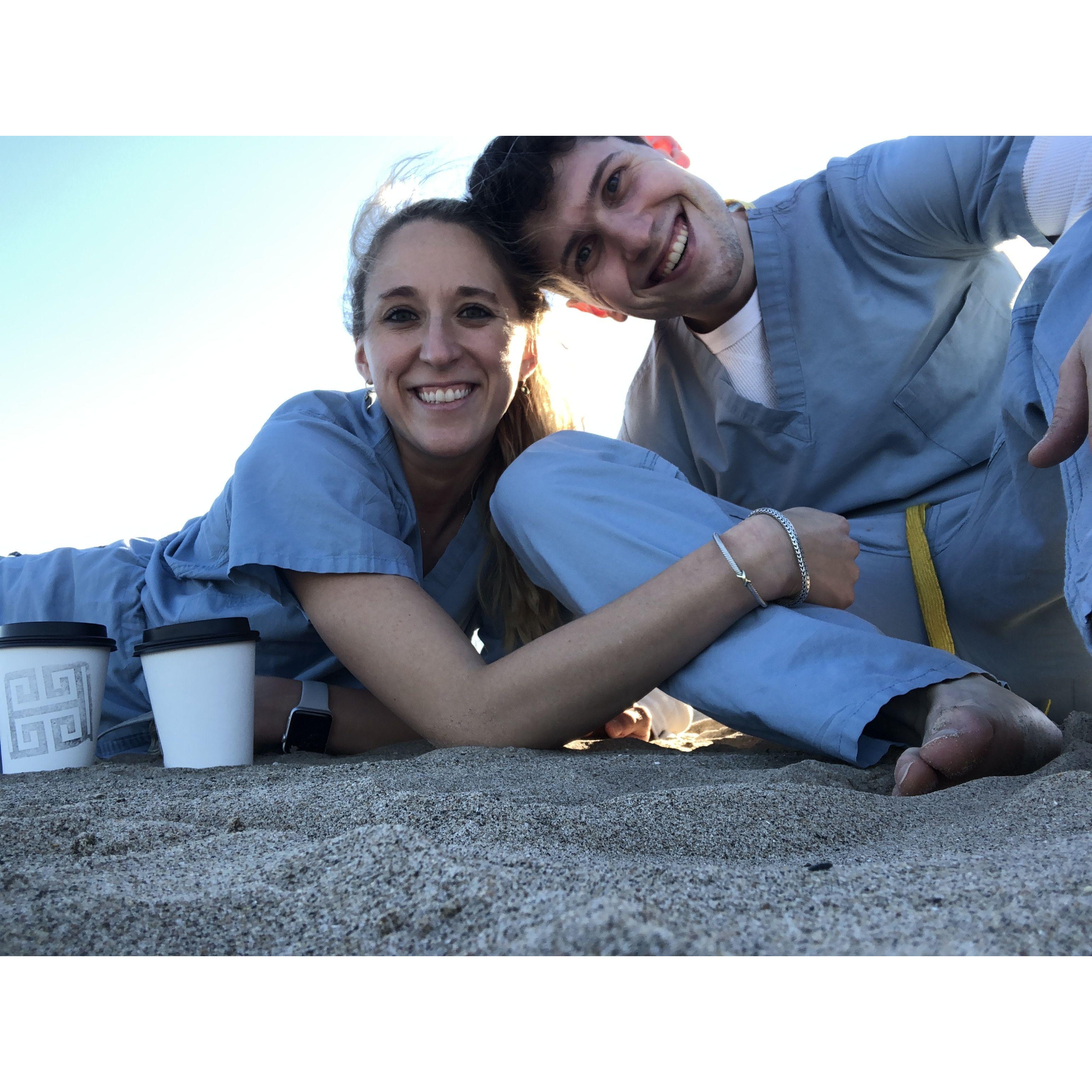 Hanging out at the beach on an early day off work