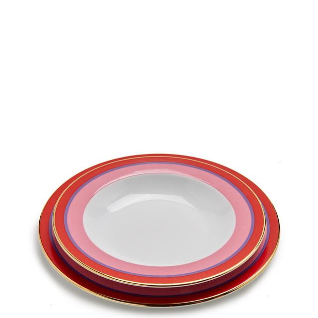 Soup & Dinner Plate SetRainbow Rosa in Porcelain