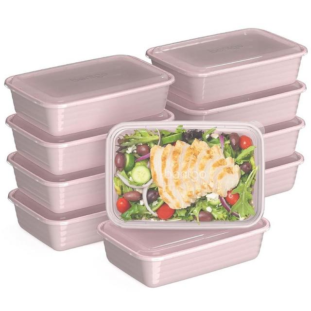 Bentgo® 20-Piece Lightweight, Durable, Reusable BPA-Free 1-Compartment Containers - Microwave, Freezer, Dishwasher Safe - Blush Pink