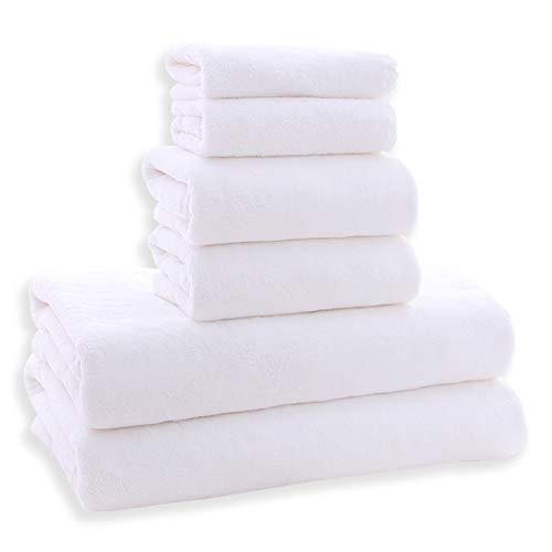 MoonQueen Premium Towel Set - Quick Drying - 2 Bath Towels, 2 Hand Towels 2 Washcloths - Premium Microfiber Coral Velvet Absorbent Towels for Bath Fitness, Shower, Sports, Yoga Towel (White, 6 Pieces)