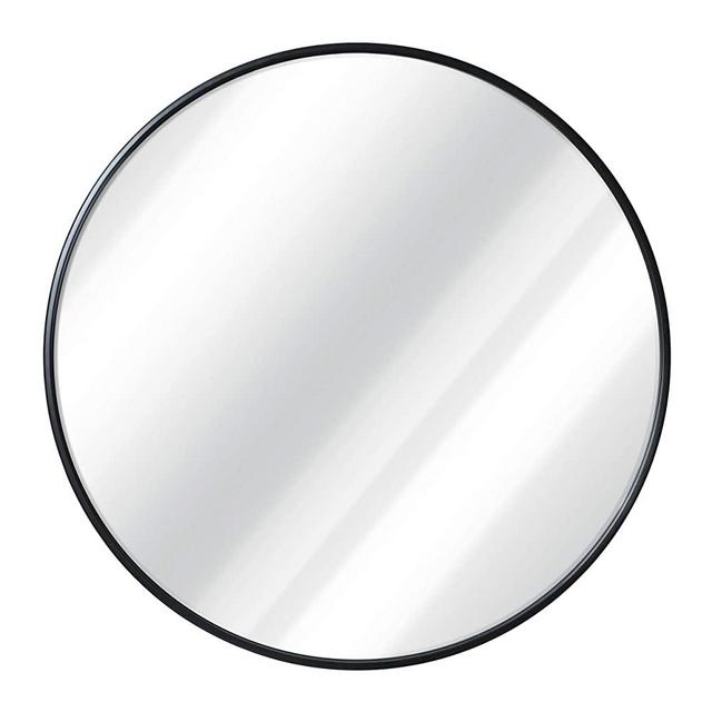 Black Round Wall Mirror - 24 Inch Large Round Mirror, Rustic Accent Mirror For Bathroom, Entry, Dining Room, & Living Room. Metal Black Round Mirror For Wall, Vanity Mirror Large Circle Wall Mirror