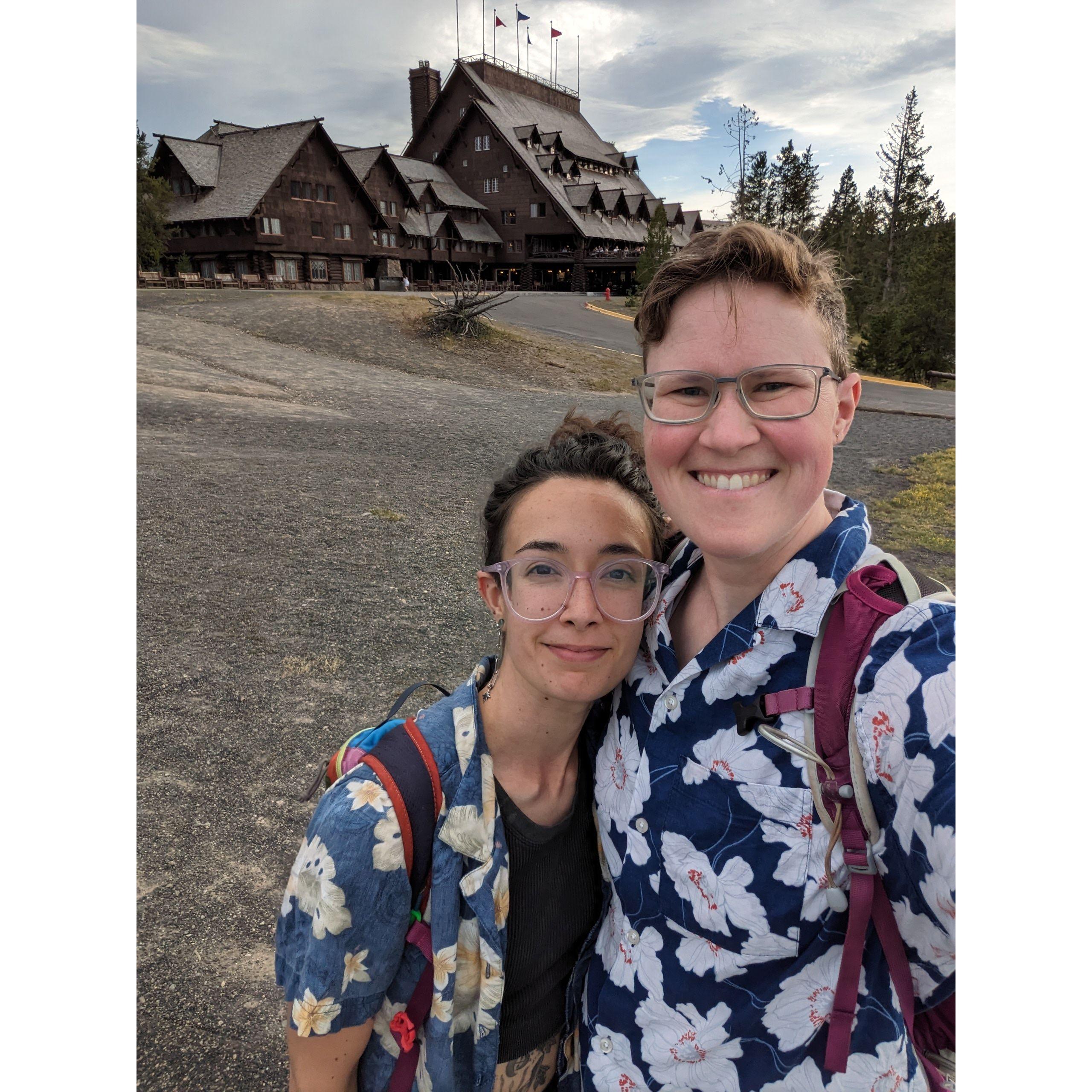 FINALLY made it to Katie's favorite place: Yellowstone! Had to celebrate with matching shirts and many huckleberry mules (and mule deer sightings).