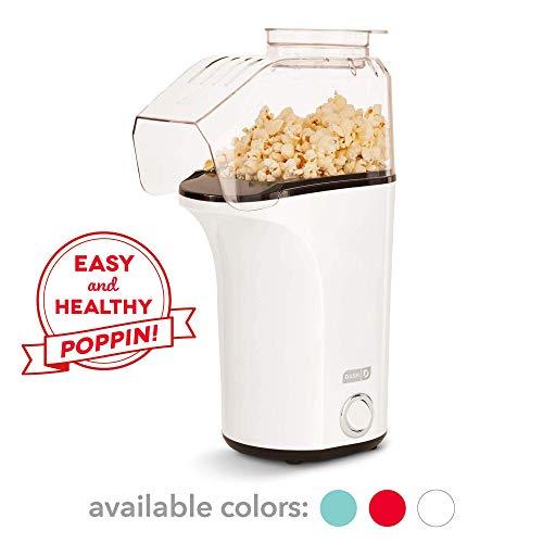 DASH DAPP150V2WH04 Hot Air Popcorn Popper Maker with Measuring Cup to Portion Popping Corn Kernels + Melt Butter, 16, White