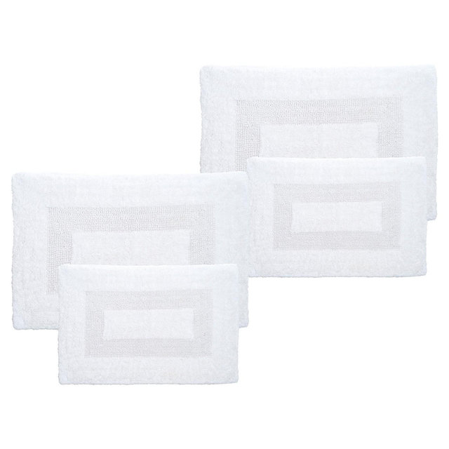 Lavish Home 4PC Cotton Bathroom Mat Set, White