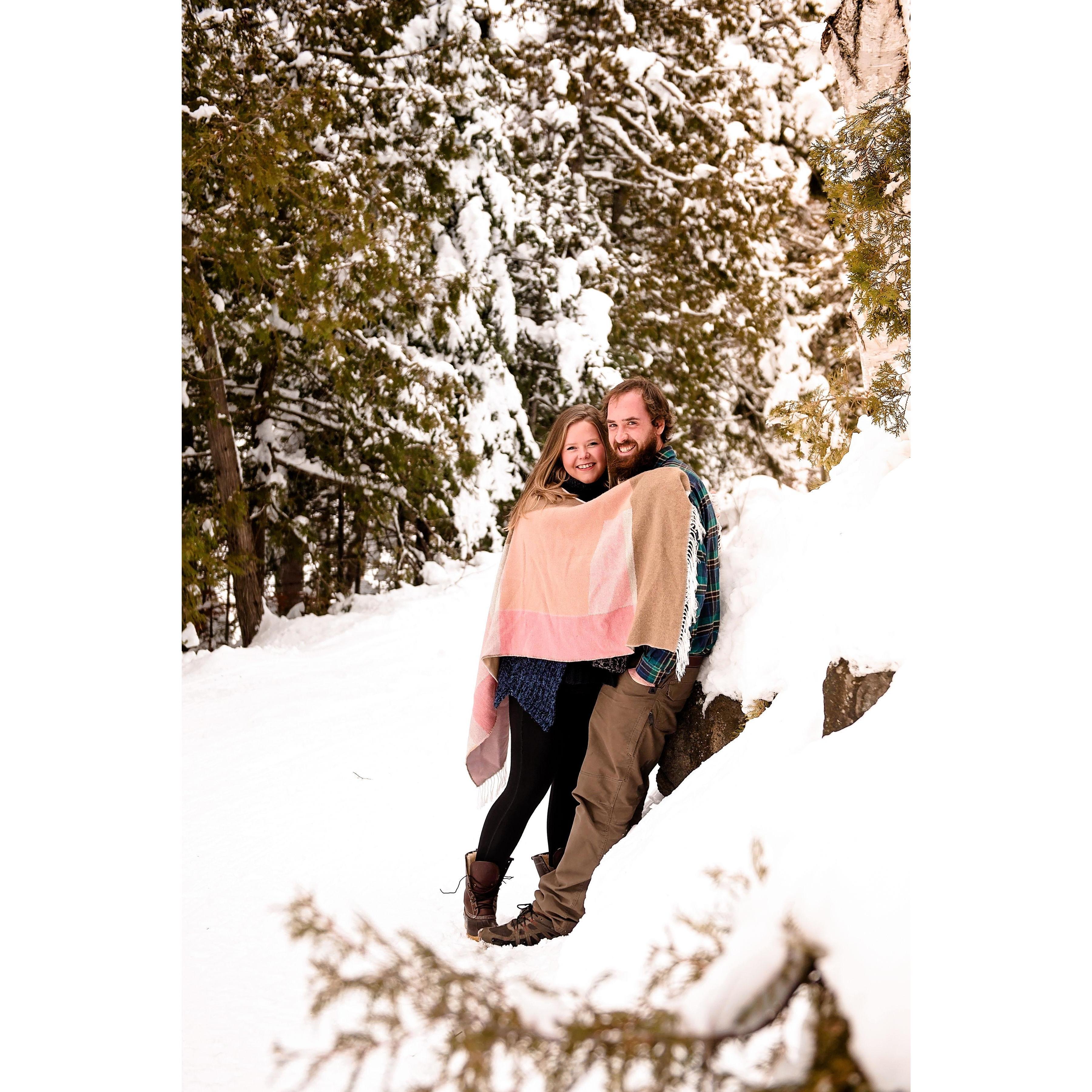 Engagement photos taken at the Outdoor Center, where our reception will be held.