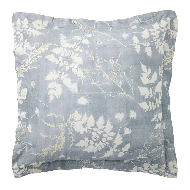 Gray Shadow Floral Organic Percale Sham, Euro