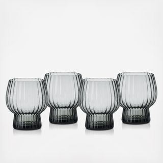 Phoebe Optic Goblet Double Old Fashioned Glass Set of 4