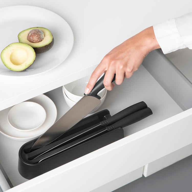 Brabantia Tasty+ Drawer 4-Piece Knives & Organizer Set - Dark Grey