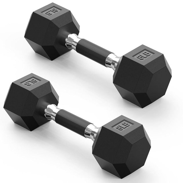 PAPABABE Hex Dumbbell Set with Rubber Grip 2.5-125lb, Odorless Rubber Coated Weight Fixed Dumbbells Set of 2, Weights for Women at Home, Hand Weights for Home Gym & Strength Training,Pesas Para Ejercicios