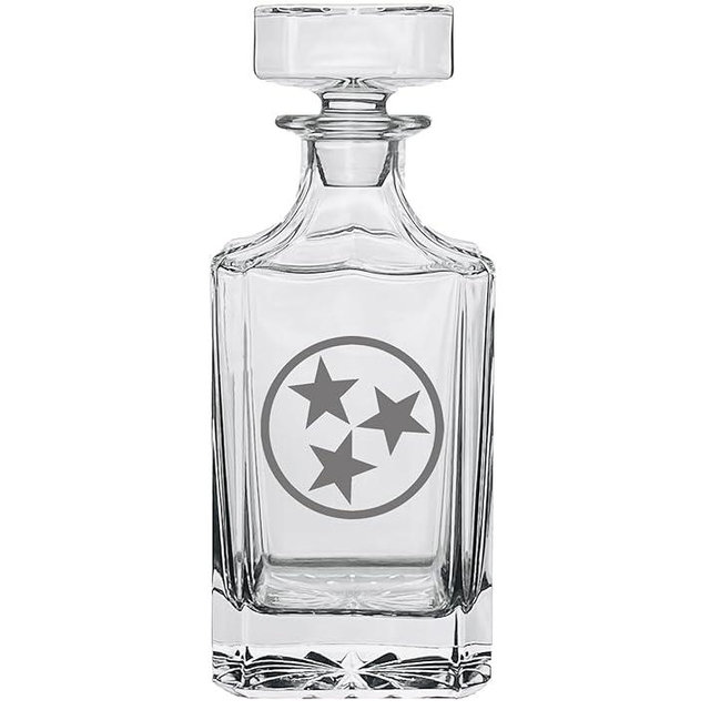 Rogue River Tactical Tennessee State Flag Cutout 3 Stars Whiskey Decanter With Glass Stopper Custom Gift for TN State Flag Men Dad Father's Day