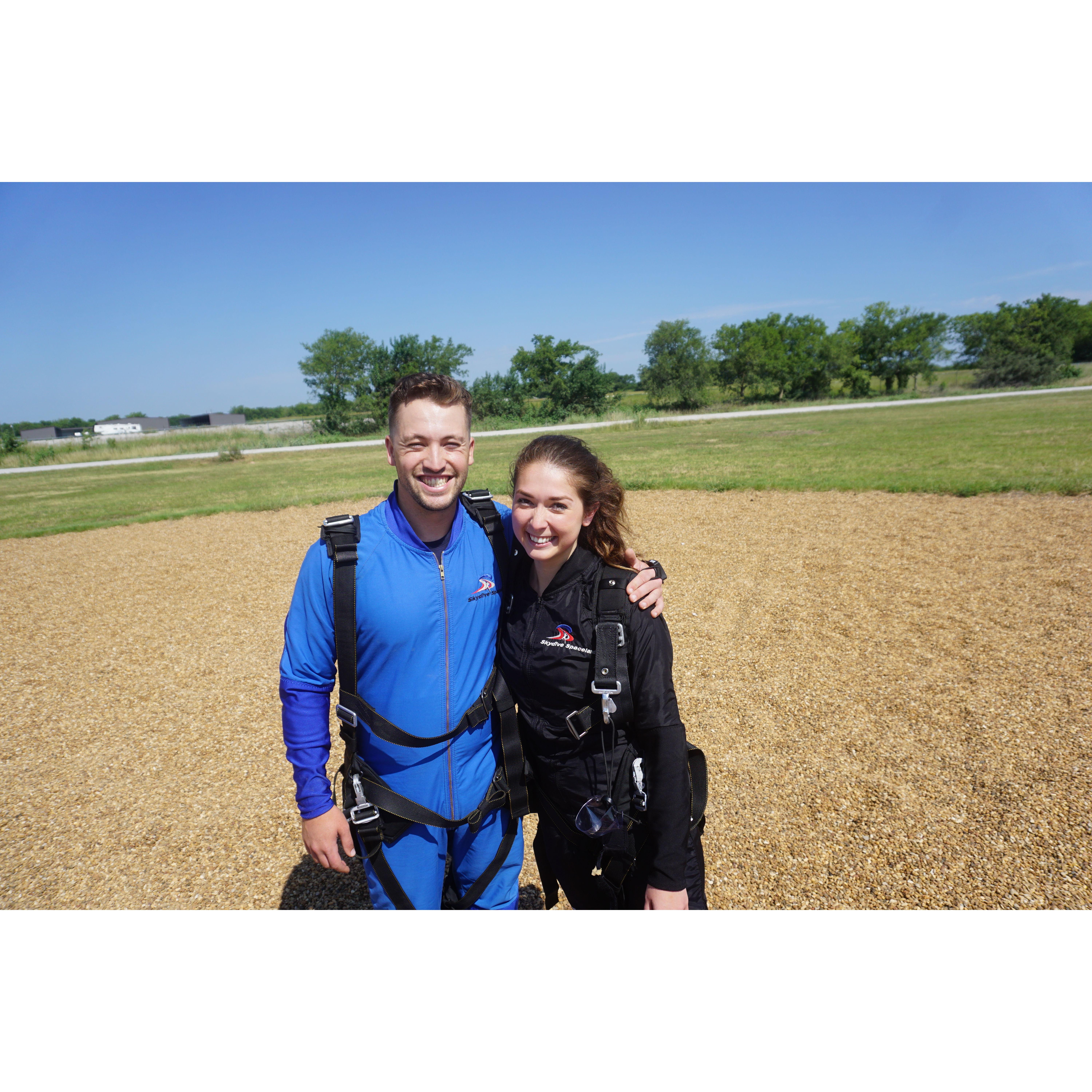 An anniversary gift from Lauren: Lauren's 3rd skydiving jump and Mark's 1st jump at 14,000 ft.