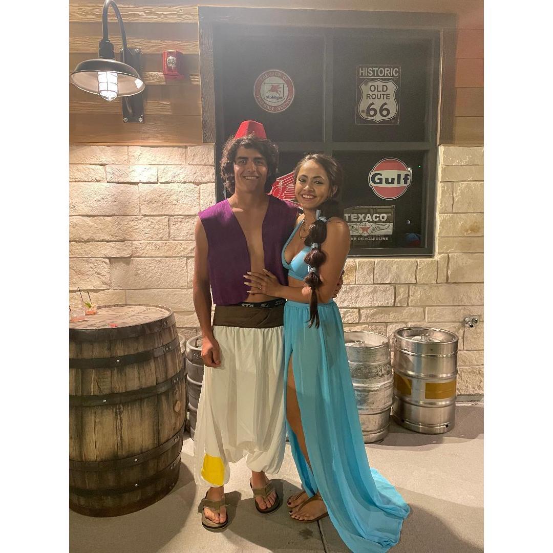 This past Halloween. We didn't win the contest but I think we still make a perfect Jasmine and Aladdin.