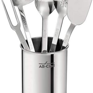 All-Clad TSET1 Stainless Steel Kitchen Tool Set Caddy Included, 6-Piece, Silver