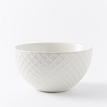 Textured Bowls (Set of 4) - White (Grid)