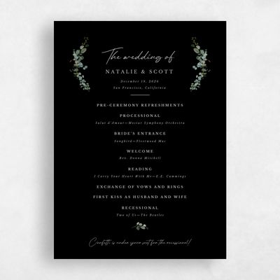 Black Wedding Program - Verde