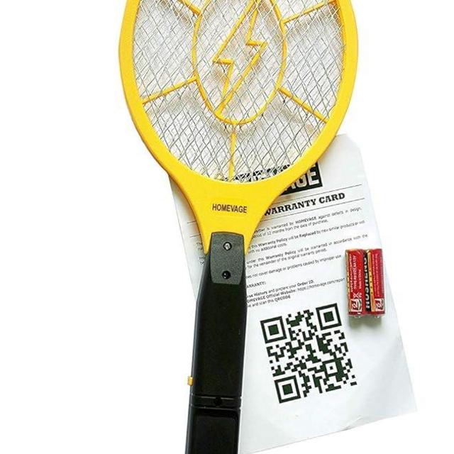 HOMEVAGE Electric Fly Swatter - Bug Zapper - Best High Voltage Handheld Mosquito Killer - Wasp, Fruit Fly, Insect Trap Racket for Indoor, Travel, Camping and Outdoor Control (2 AA Batteries Included)
