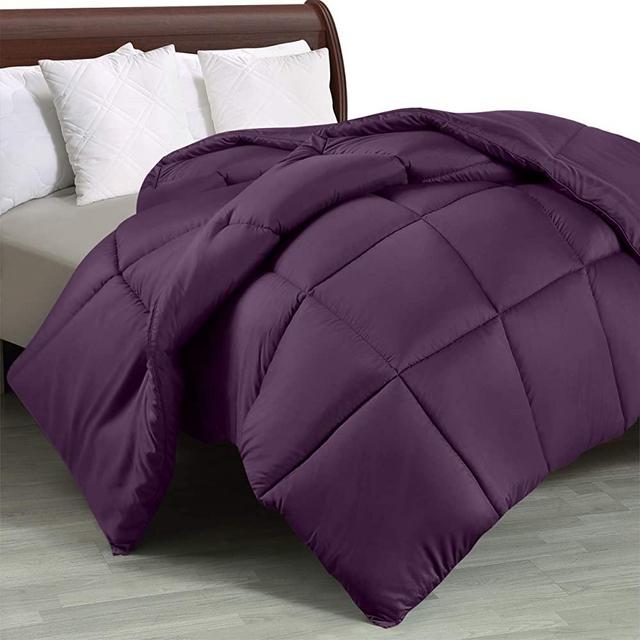 Utopia Bedding Comforter Duvet Insert - Quilted Comforter with Corner Tabs - Box Stitched Down Alternative Comforter (Queen, Plum)