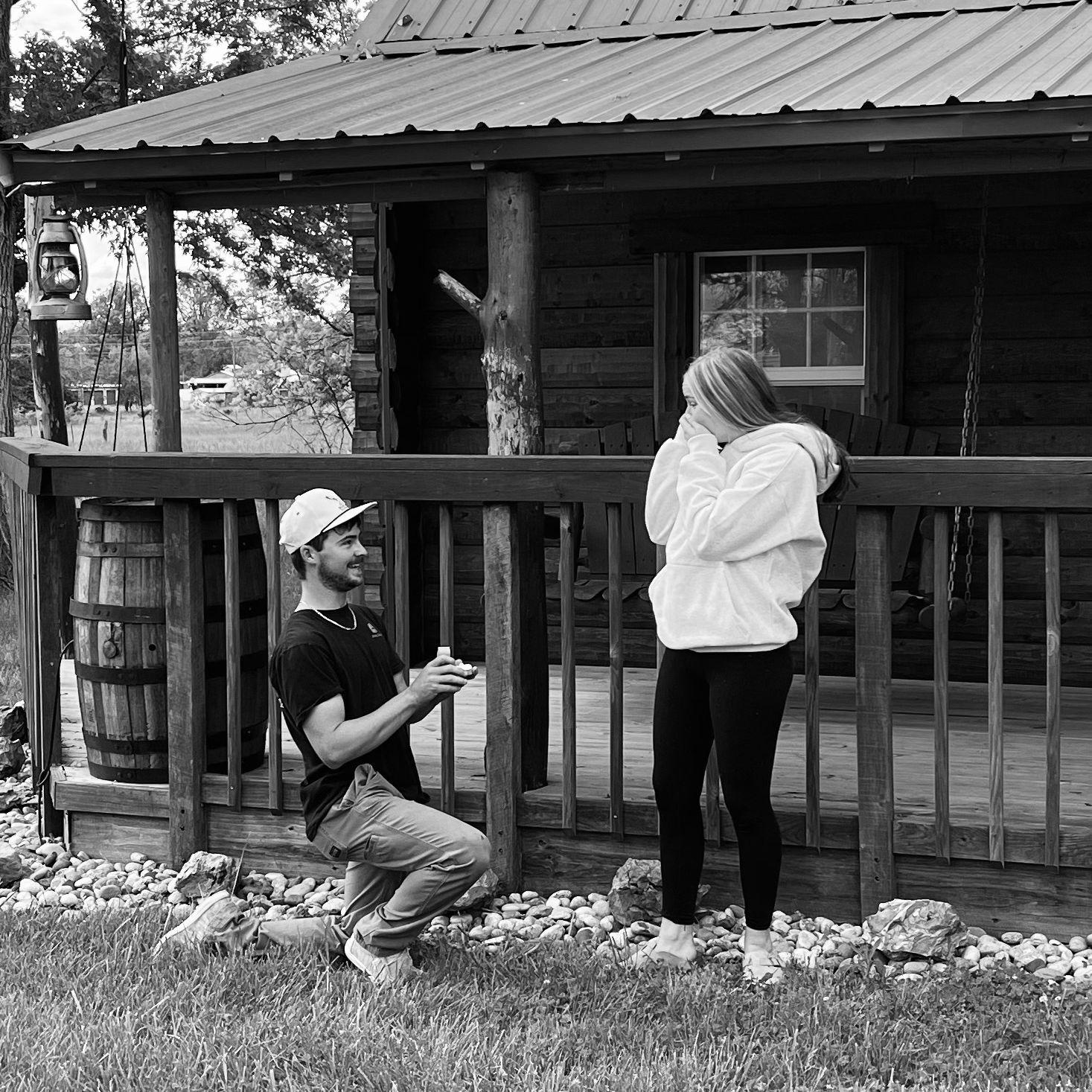 This was our proposal! He surprised me down at the little house and Bentley got the picture!