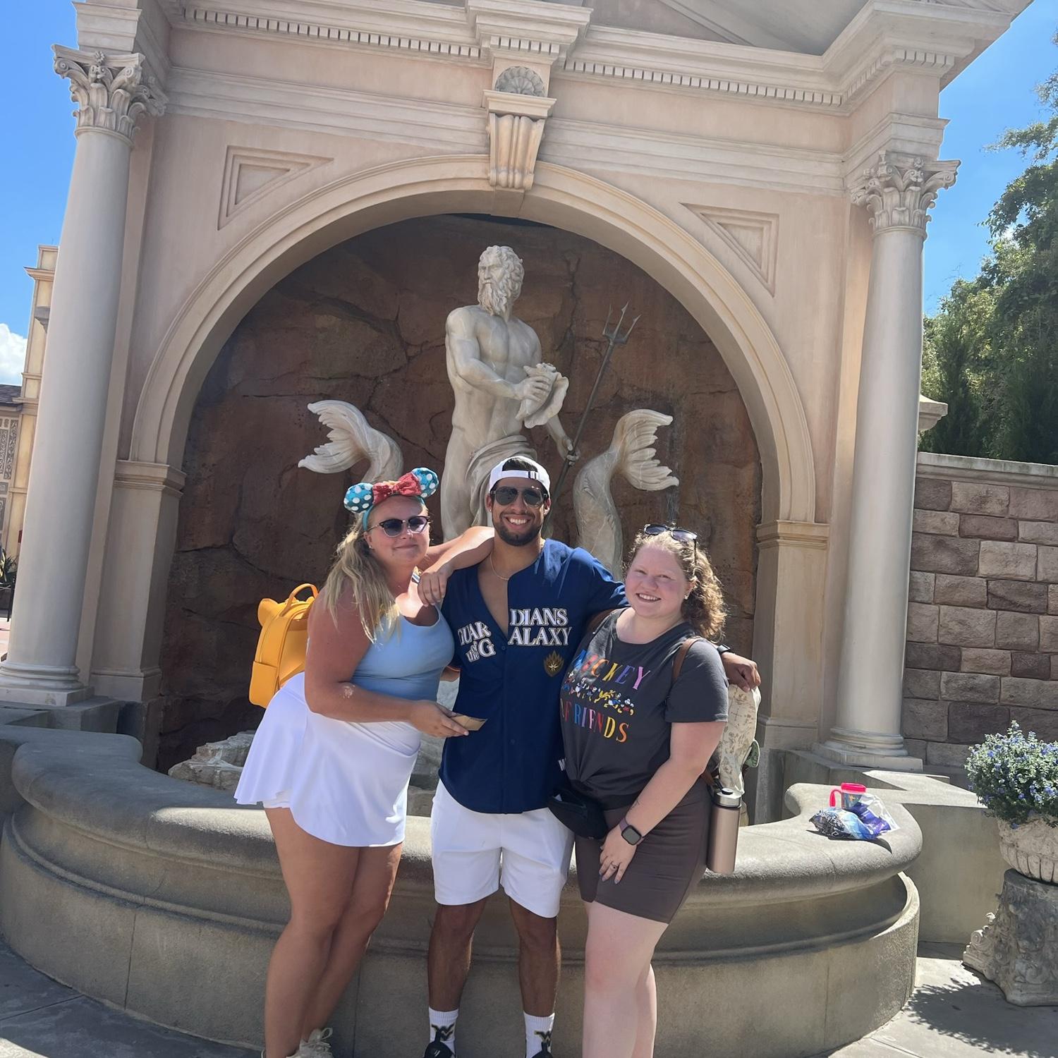 Sam, Kam, & Becca having a blast at Epcot in September 2023! We spent the day riding the best rollercoaster ever, drinking/eating around the world and of course Kam & Becca teasing with  Sam 😜💕