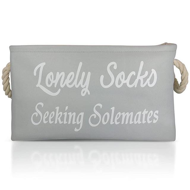 Lost Socks Basket For Laundry Room Accessories Farmhouse Laundry Room Sign (Grey/White)