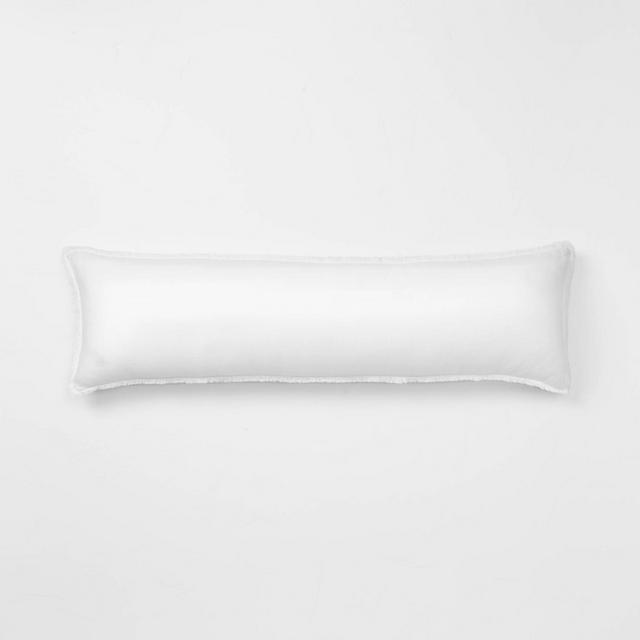 Heavyweight Linen Blend Lumbar Throw Pillow White - Casaluna™