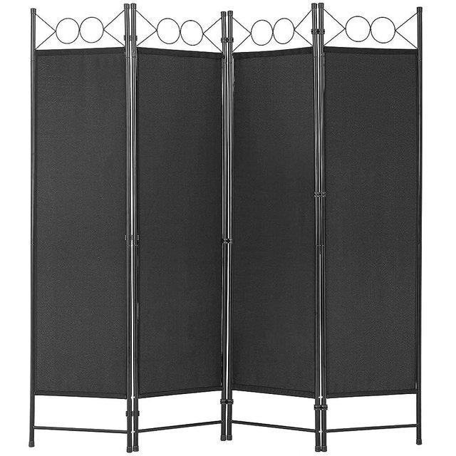 Room Divider 5.6FT Folding Privacy Screen 4 Panel Freestanding Partition Divider for Room Separation Steel Frame Screen for Home Office Bedroom,Black
