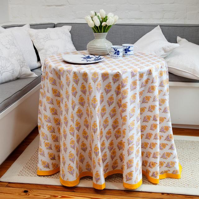 Juhi Flower Round Tablecloth - Yellow