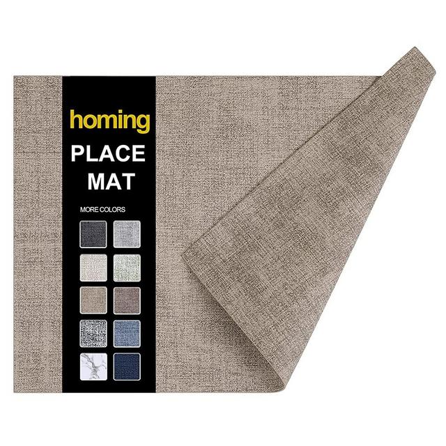 homing Faux Leather Heat Resistant Placemats Set of 6 – Waterproof Wipeable Dining Table Mats for Indoor & Outdoor, Easy to Clean -Camel Place Mats