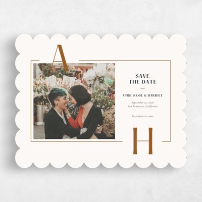 Beige Scalloped Wedding Save the Date - Wetherby Photo