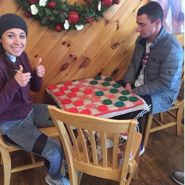 On the first weekend we met, Luke lost in a heated game of checkers.