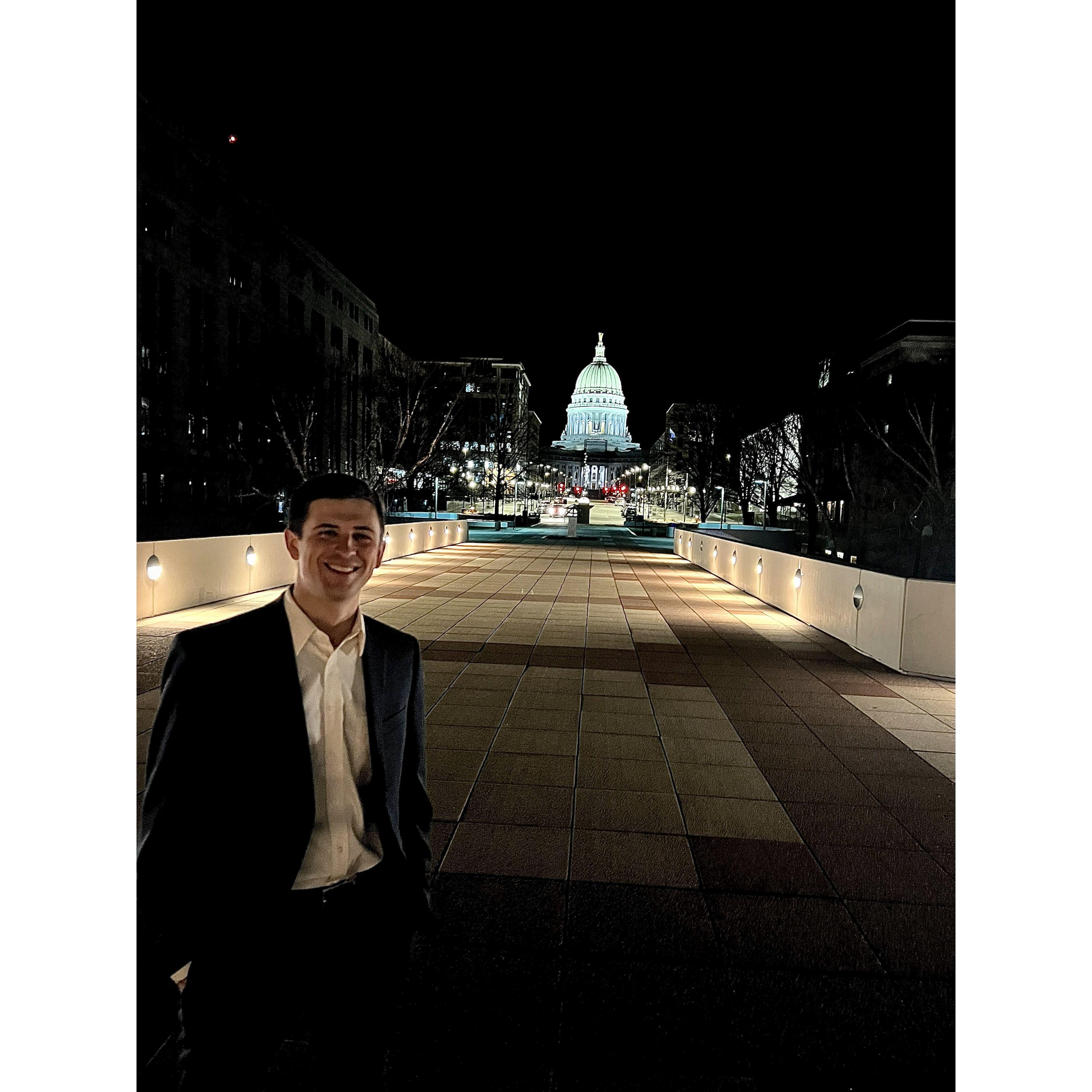 2023 - date night/post Madison Humane Society fundraiser. One of many nights spent downtown (most at the local comedy club... iykyk).