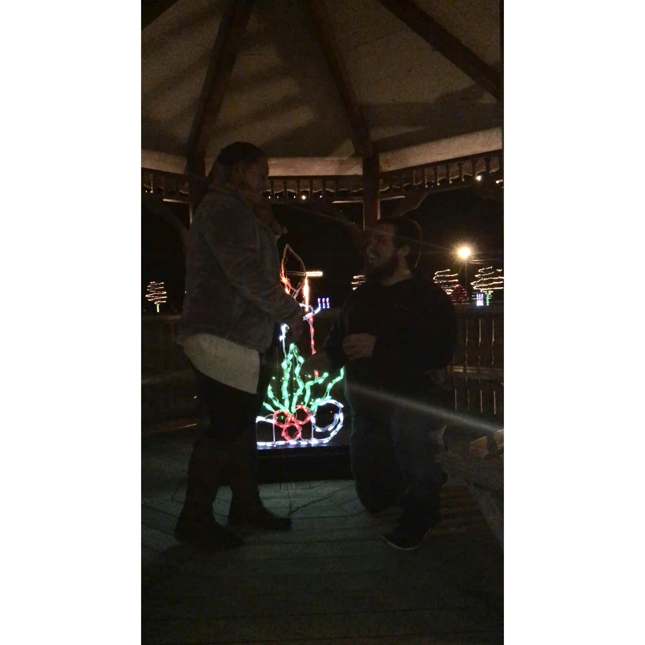 When Seth proposed on Christmas Day in 2016!