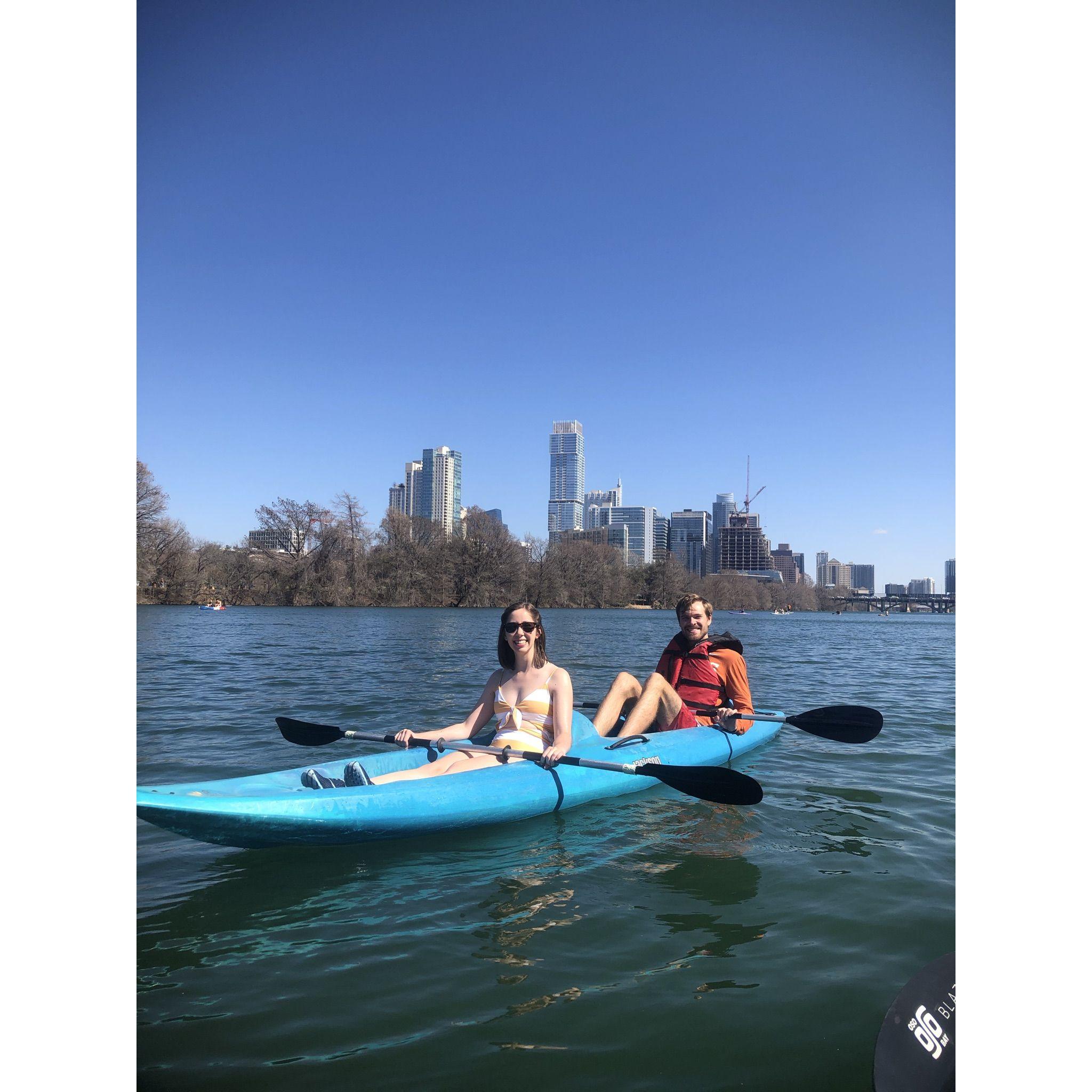 Kayaking on the river in Austin