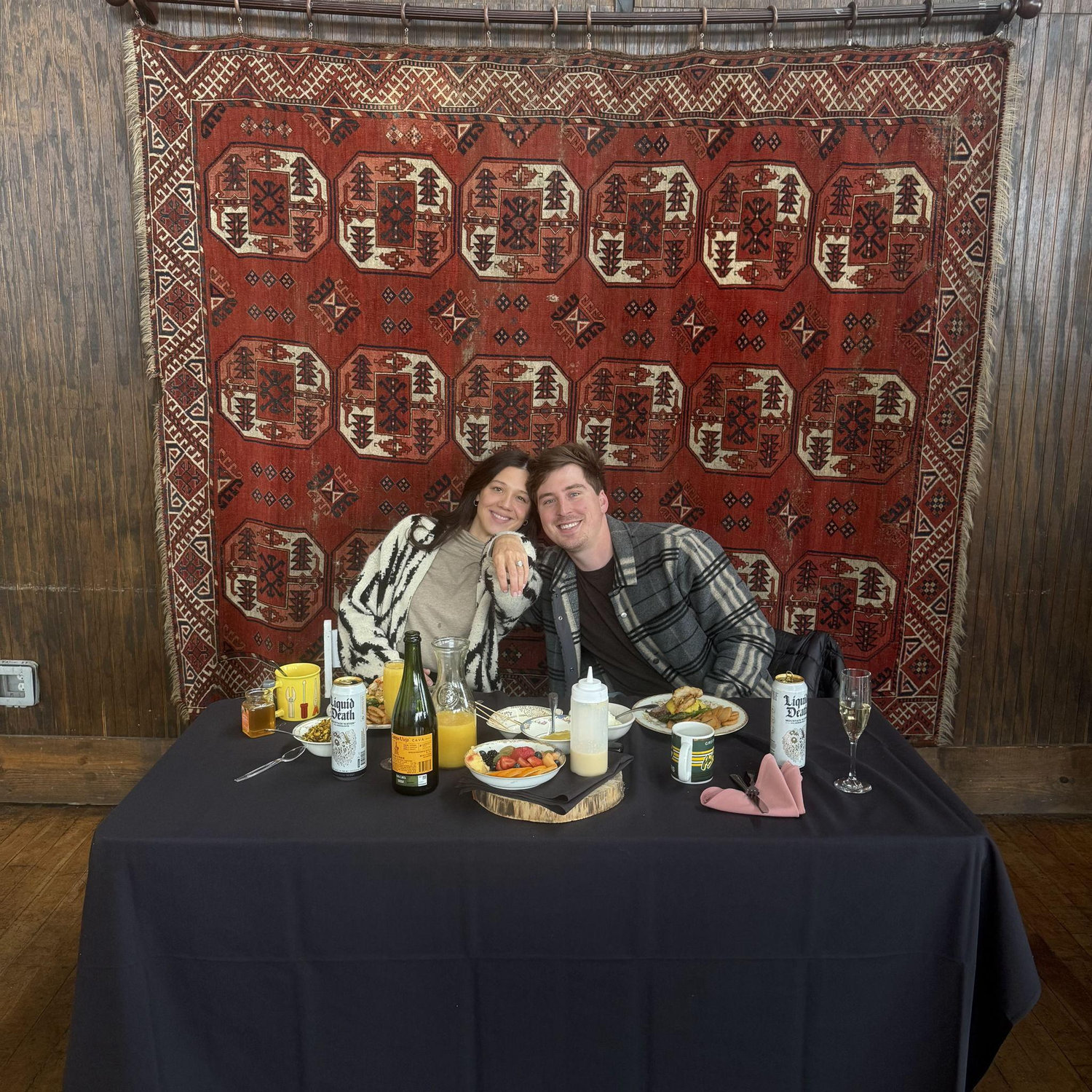 Our engagement! Augie surprised Sarah with a proposal in a beautiful wedding venue, with a private champagne toast and breakfast set up after! December 2025
