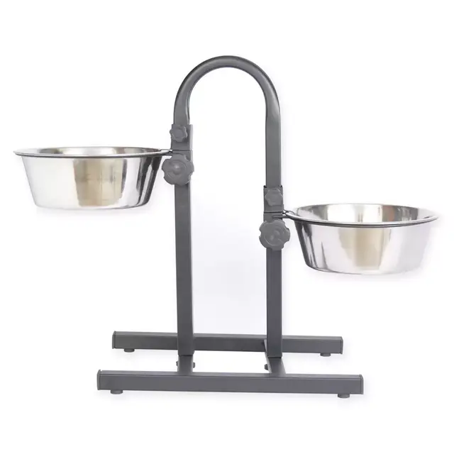 ICONIC PET 8-Cup Dual Bowl Adjustable Double Diner in Metallic
