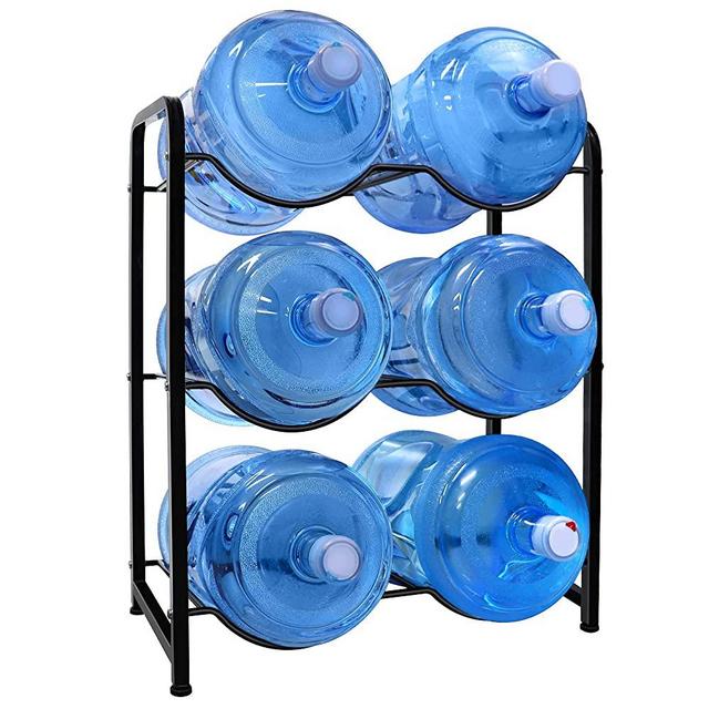 5 Gallon Water Jug Rack，3-Tier Water Bottle Holder Storage Rack，6 Bottles Heavy Duty Detachable Water Jug Organizer of Carbon Steel，Water Cooler Rack Save Space Protect Floors Kitchen,Office,Garage