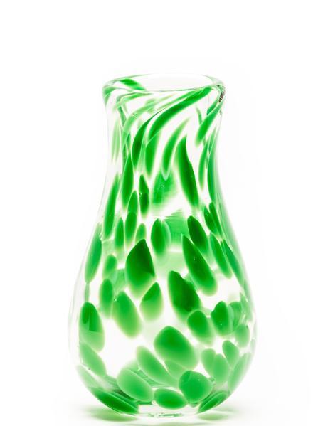 Emerald Green Transparent Spotted Bud Vase
