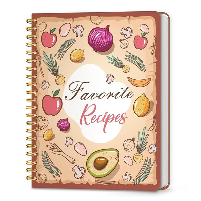 LuBudingJoy Blank Recipe Notebook to Write in Your Own Recipes, Full Page Sprial Hardcover Personal Recipe Organise, Recipe Journal Hold 140 Recipes (Peanut Brown)