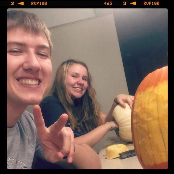 Carving pumpkins together for Halloween!