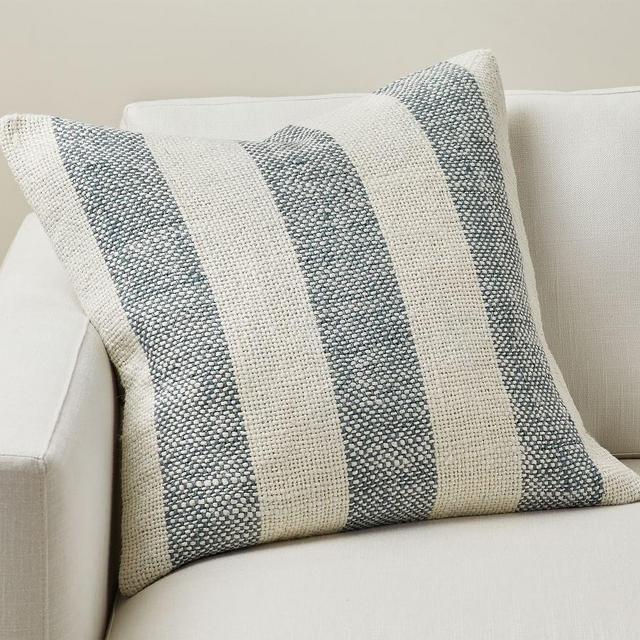 Faye Textured Striped Pillow Cover, 22" x 22", Chambray