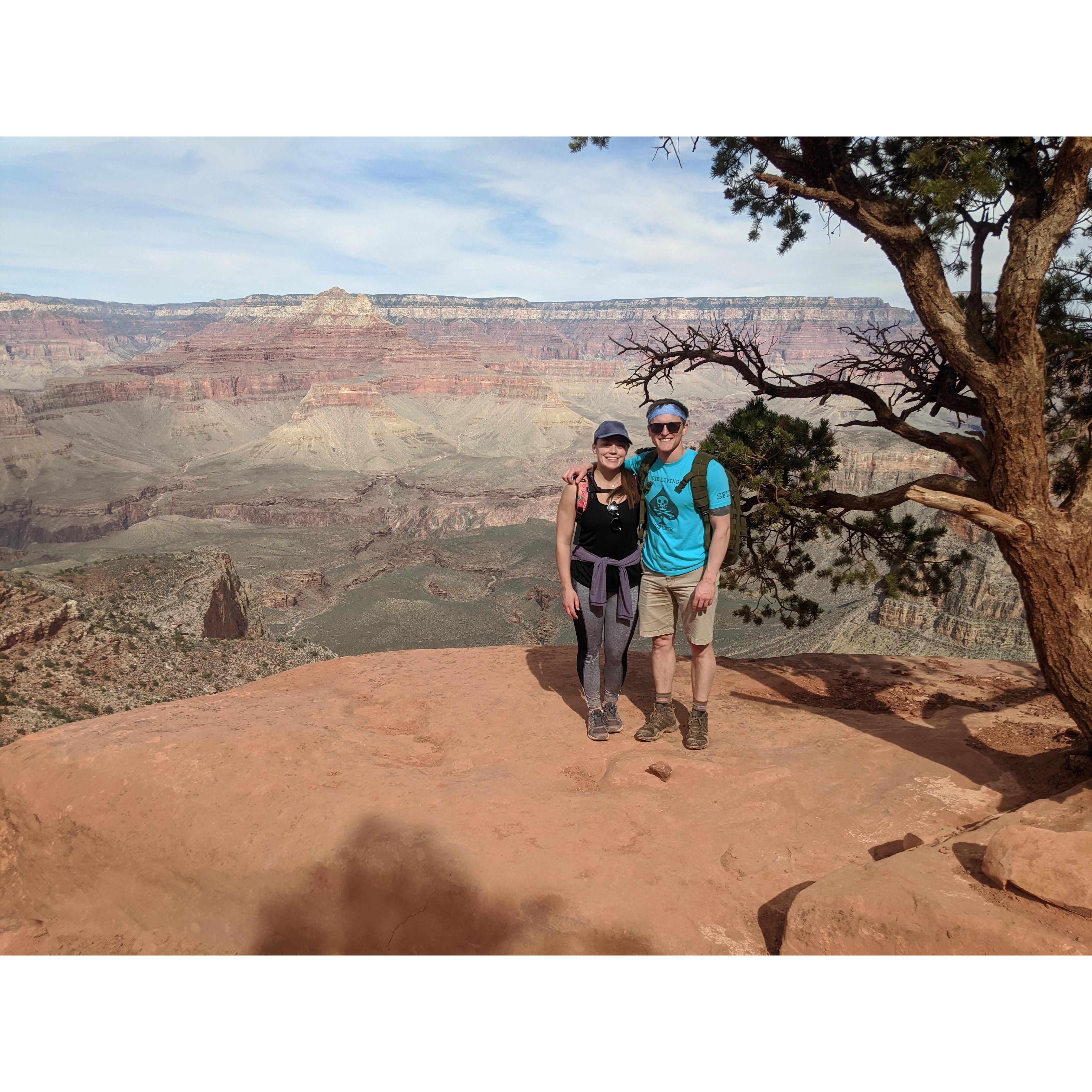Hiking the Grand Canyon. Zach had a great tan line from his headband.