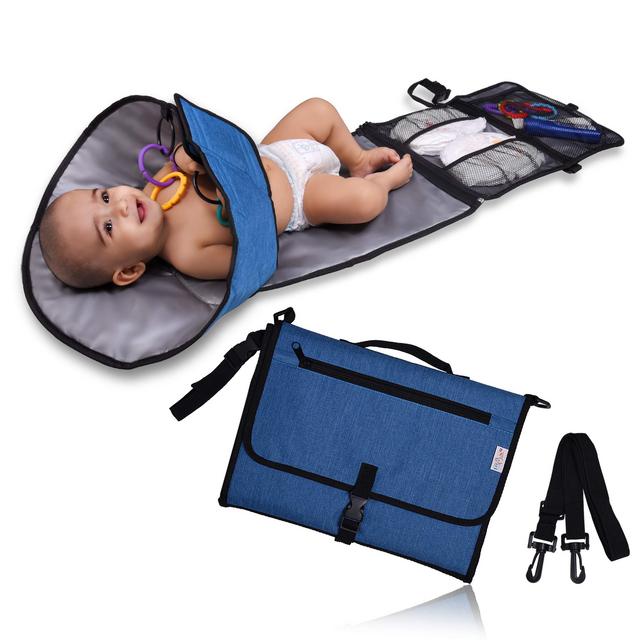 Baby Portable Changing Pad, Upgraded Clean Hands Barrier by Andi, Lightweight Waterproof Travel Diaper Changing Mat Station Kit with Large Cushioned Pad, Foldable with Pockets, Diaper Clutch Bag