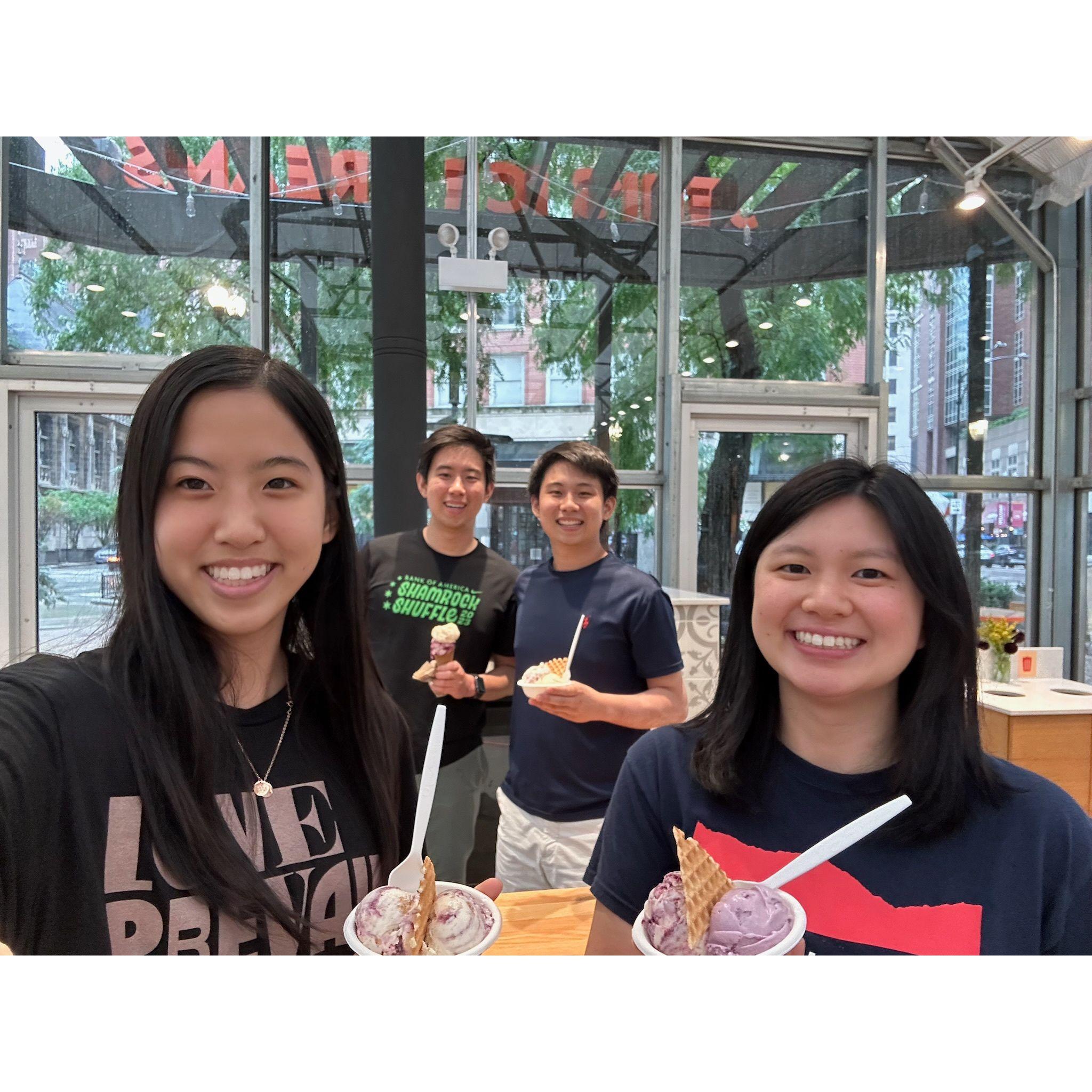 A stop at Jeni's ice cream during our unplanned road trip after the college training in 2023